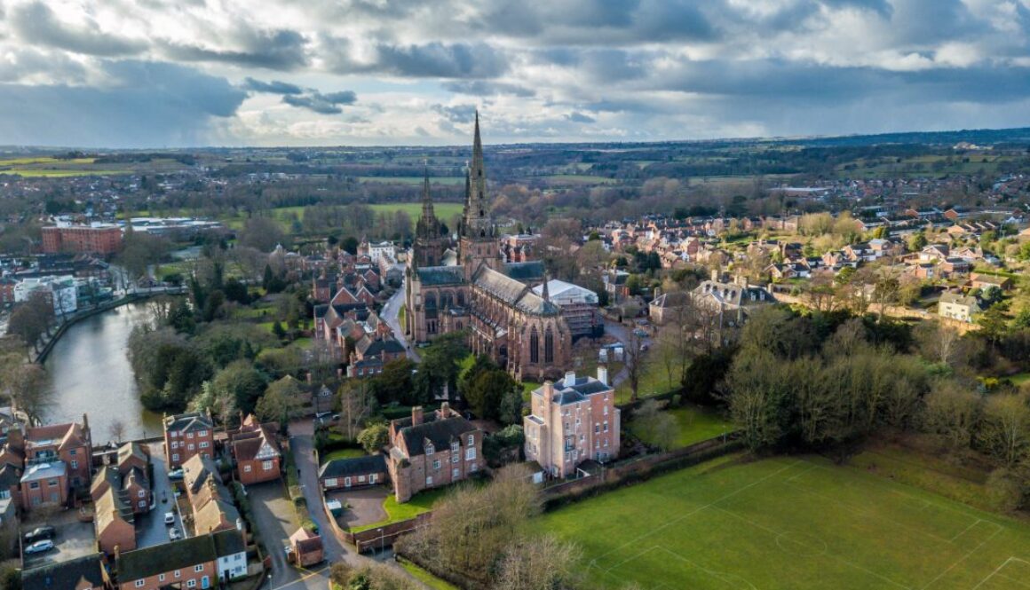 Looking over the City of Lichfield and the Cathedral