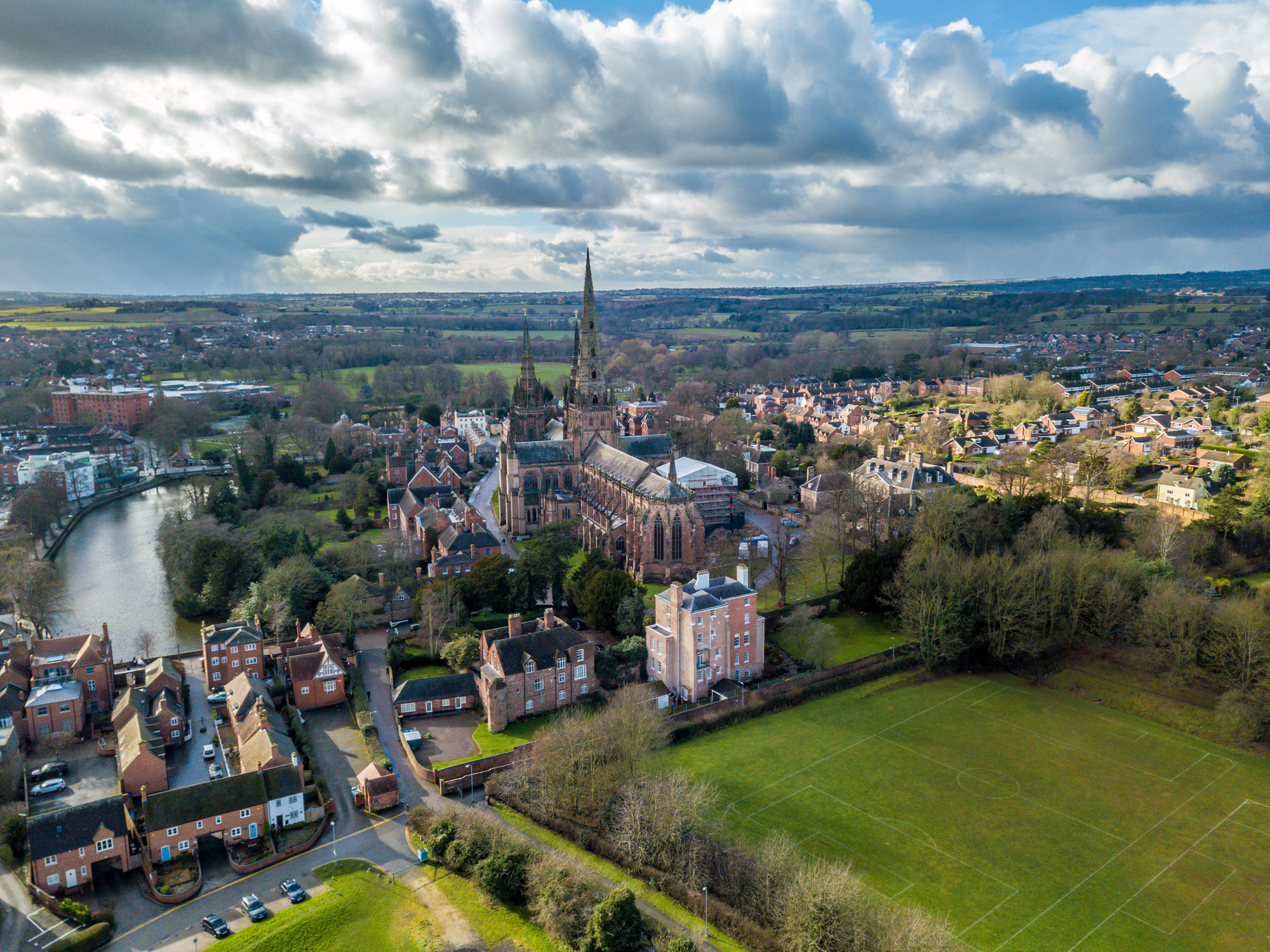 Looking over the City of Lichfield and the Cathedral